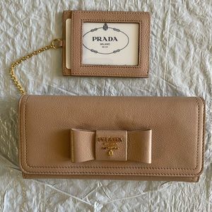 Authentic Prada Long Calf Leather Flap Wallet